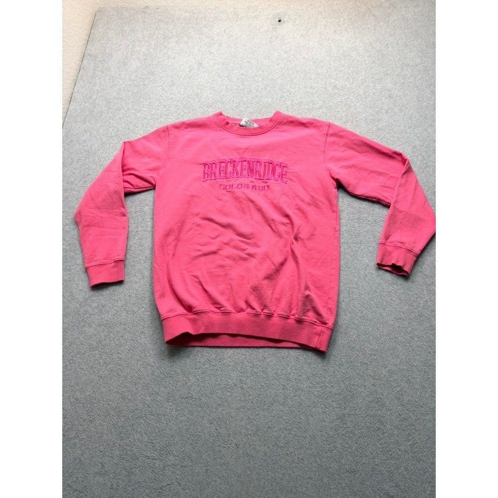 Comfortex USA Breckenridge Colorado Pink Embroidered Crewneck Sweatshirt Small